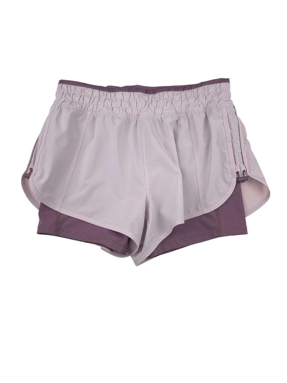 Athleta Stay Fly 2 In 1 Shorts Purple Layered Pockets Women's M Active Workout